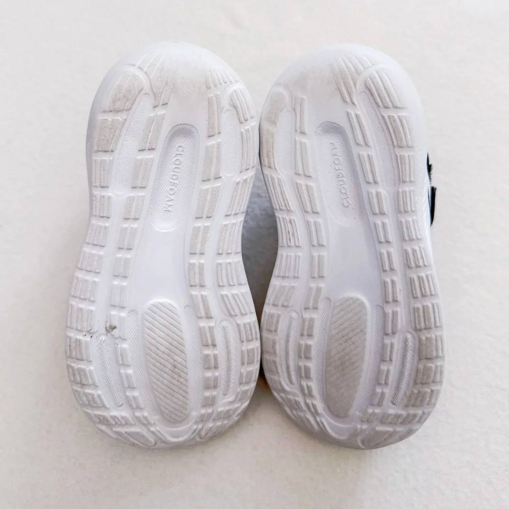 Adidas Runfalcon 5 Kids Black White Cloudfoam Sneakers Easy On Shoes Trainer 7 - Picture 8 of 16